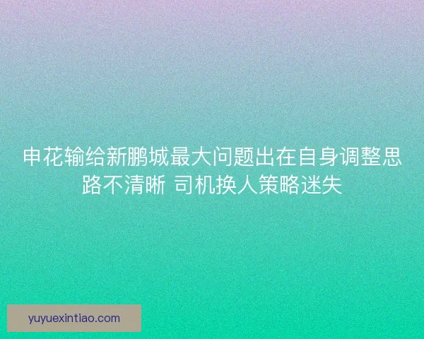 申花输给新鹏城最大问题出在自身调整思路不清晰 司机换人策略迷失